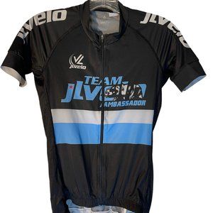JL Velo Cycling Racing Jersey Team Ambassador Bear Black Blue SS sz S EUC!
